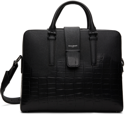 Maison Margiela Black Textured Briefcase In T8013 Black