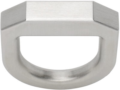 Rick Owens Silver Beveled Ring In 128 Palladio