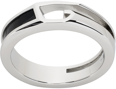 Givenchy Silver & Black Giv Cut Ring In 008-black/silvery