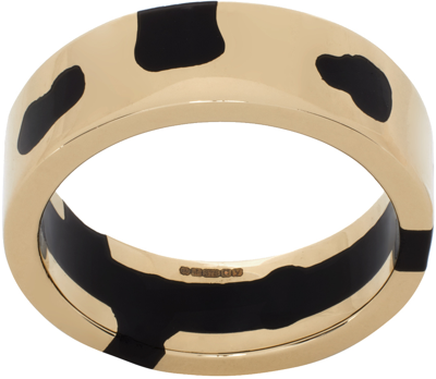 Ellie Mercer Gold Classic Band Ring In 9k Gold / Black