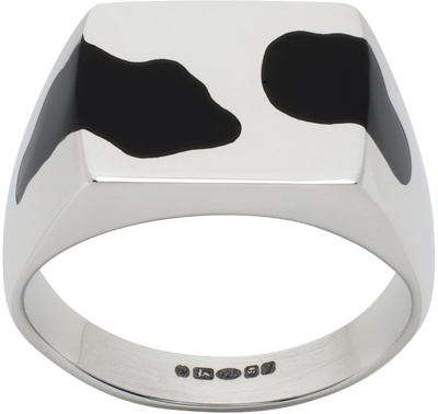 Ellie Mercer Silver Two Piece Ring In 925 Silver / Black