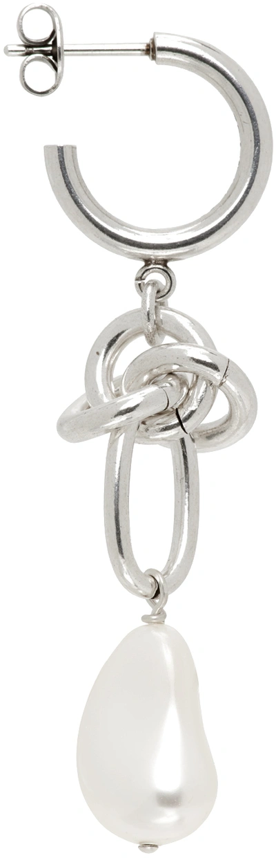 Isabel Marant Silver Hoop Single Earring In Whsi White/silver