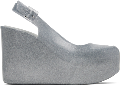 Melissa Silver Groovy Wedge Heels In Aq314 Silver