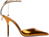 Jimmy Choo Saeda Crystal-embellished Metallic Leather Pumps In Tan/tan