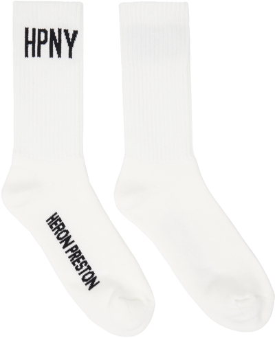 Heron Preston Hpny Socks In White Black