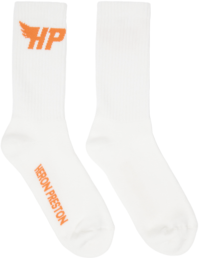 Heron Preston Hp Fly Logo-intarsia Socks In White