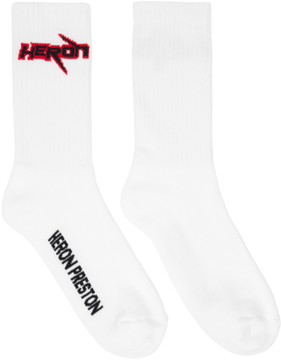 Heron Preston Race Heron Logo-intarsia Socks In White