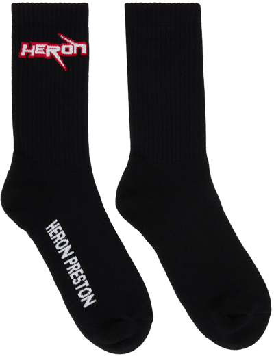 Heron Preston Race Heron Logo-intarsia Socks In Black