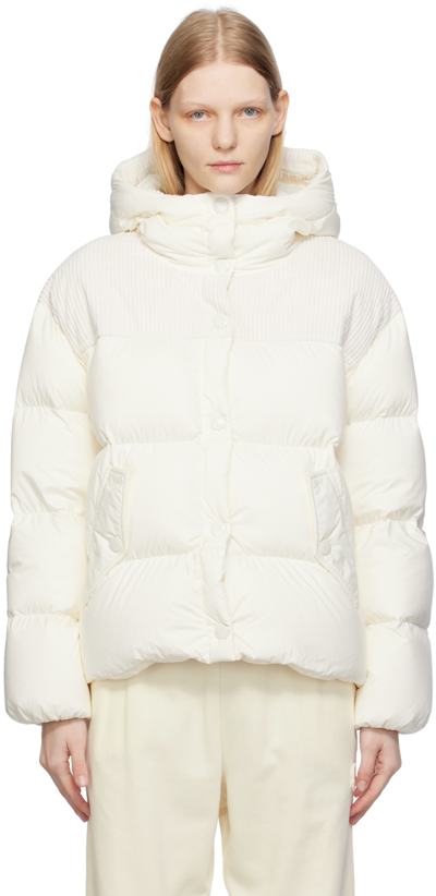 Moncler White Jaseur Down Jacket In Off White