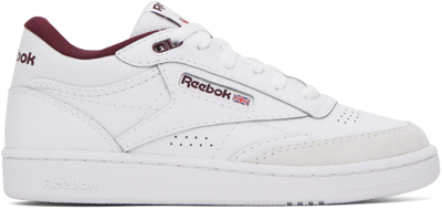 Reebok White & Burgundy Club C Mid Ii Sneakers In Ftwr White/ftwr Whit