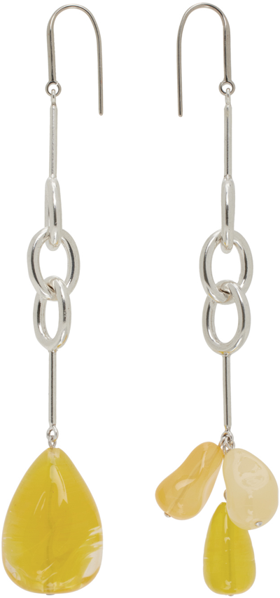 Isabel Marant Delightful Mismatched Pendant Earrings In Yellow,silver