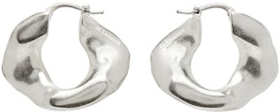 Jil Sander Sculpted Chunky Hoop Earrings In Silver