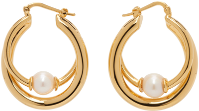 Chloé Darcey Faux-pearl Embellished Hoop Earrings In 745 Bright Gold