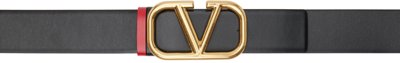 Valentino Garavani Vlogo 30mm Reversible Leather Belt In Black