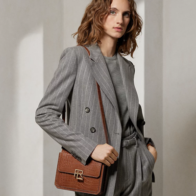Polo Ralph Lauren Rl 888 Alligator Crossbody In Honey