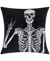 EDIEHOME HALLOWEEN VELVET PEACE SKELETON DECORATIVE PILLOW, 18" X 18"