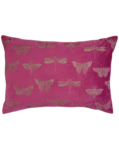 Ediehome Butterflies Moths Decorative Throw Pillow, 13" X 20" In Fuchsia