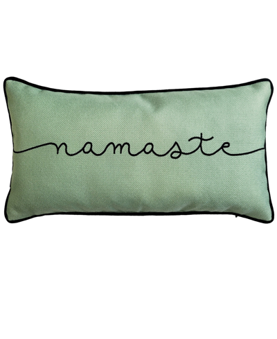 Ediehome 'namaste' Embroidered Typography Decorative Pillow, 8" X 16" In Green