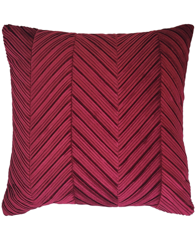 Ediehome Chevron Velvet Decorative Pillow, 20"x 20" In Merlot