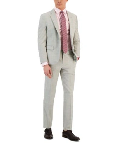 Hugo Boss Mens Modern Fit Check Print Superflex Suit In Grey