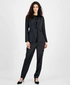 Bar Iii Womens One Button Jacket Straight Leg Pants Blouse Created For Macys In Black