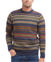 Barbour Graphic Print Crew Neck Wool Sweater In Navy