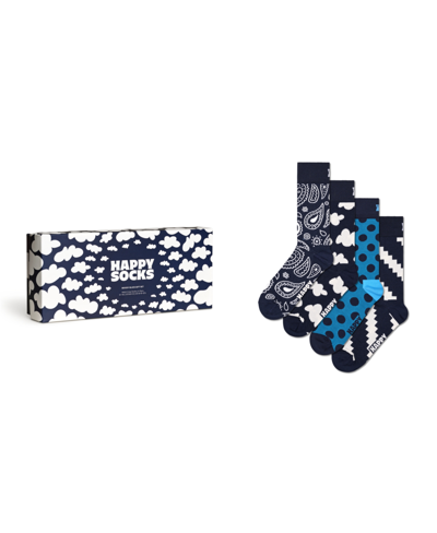 Happy Socks 4-pack Moody Blues Socks Gift Set In Navy