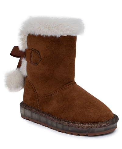 Sugar Toddler Girls Maizen Cozy Light-up Pull On Boots In Chestnut