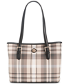 Giani Bernini Saffiano Plaid Tote, Create For Macy's In Oatmeal Plaid