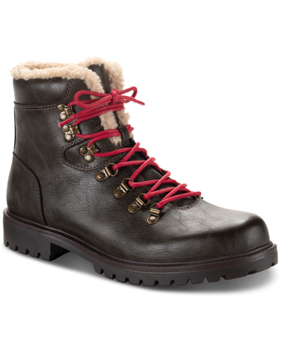 Sun + Stone Men's Kyson Faux-shearling Lace-up Boots, Created For Macy's In Green