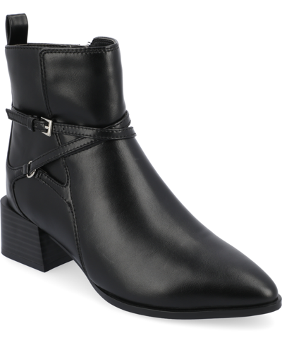 Journee Collection Women's Estelle Stacked Block Heel Booties In Black