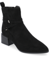 Journee Collection Women's Estelle Stacked Block Heel Booties In Black Suede