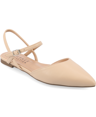Journee Collection Women's Martine Strappy Pointed Toe Flats In Shell
