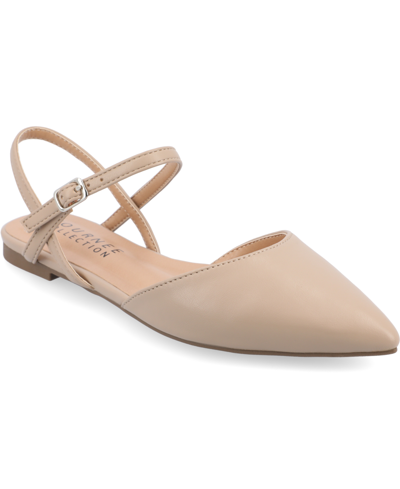 Journee Collection Women's Martine Strappy Pointed Toe Flats In Wheat