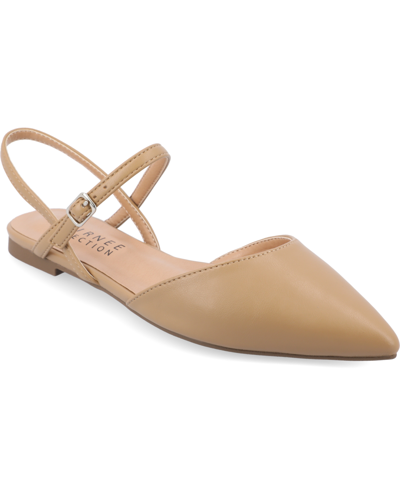 Journee Collection Women's Martine Strappy Pointed Toe Flats In Honey