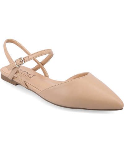 Journee Collection Women's Martine Strappy Pointed Toe Flats In Almond