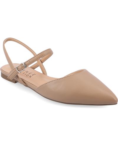 Journee Collection Women's Martine Strappy Pointed Toe Flats In Mocha