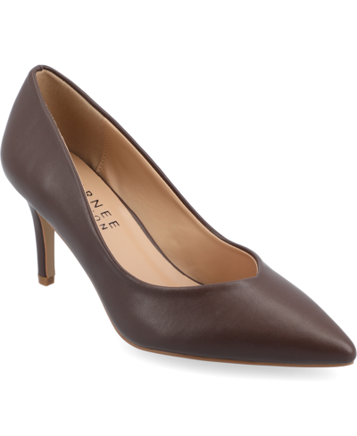 Journee Collection Women's Gabriella Pointed Toe Pumps In Mahogany