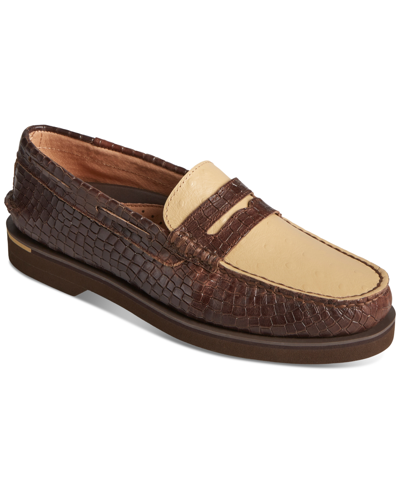 Sperry Men's Authentic Original Double Sole Crocodile Patterned Penny Loafer In Brown