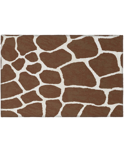 Addison Safari Outdoor Washable Asf34 1'8" X 2'6" Area Rug In Coffee