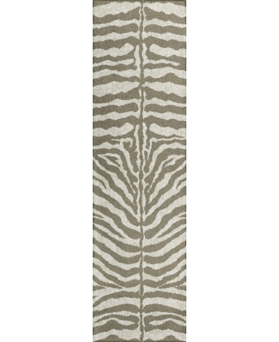 Addison Safari Outdoor Washable Asf31 2'3" X 7'6" Runner Area Rug In Taupe