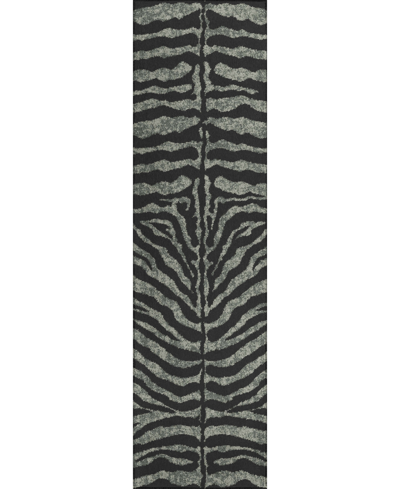 Addison Safari Outdoor Washable Asf31 2'3" X 7'6" Runner Area Rug In Onyx