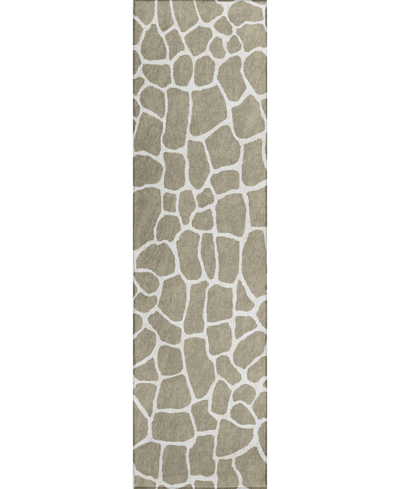 Addison Safari Outdoor Washable Asf34 2'3" X 7'6" Runner Area Rug In Taupe
