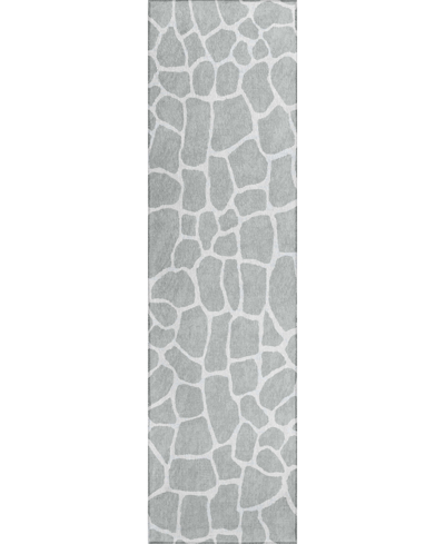 Addison Safari Outdoor Washable Asf34 2'3" X 7'6" Runner Area Rug In Gray