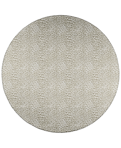 Addison Safari Outdoor Washable Asf32 8' X 8' Round Area Rug In Taupe