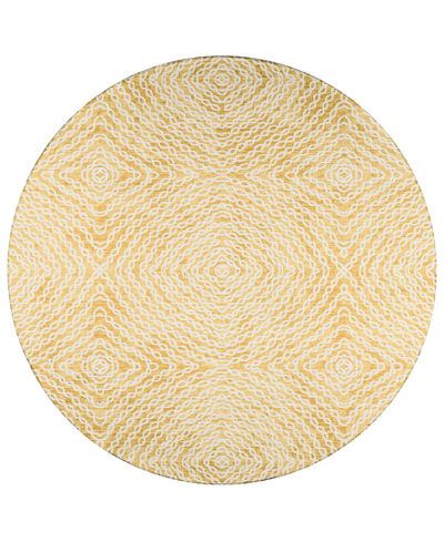 Addison Bravado Outdoor Washable Abv33 8' X 8' Round Area Rug In Maize