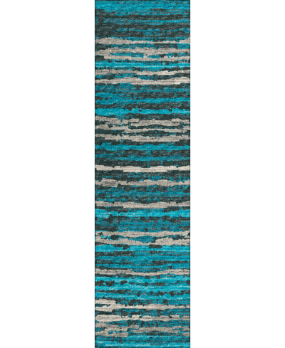 Addison Bravado Outdoor Washable Abv34 2'3" X 7'6" Runner Area Rug In Teal