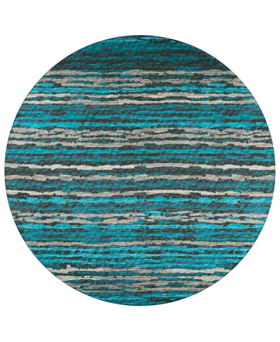 Addison Bravado Outdoor Washable Abv34 8' X 8' Round Area Rug In Teal