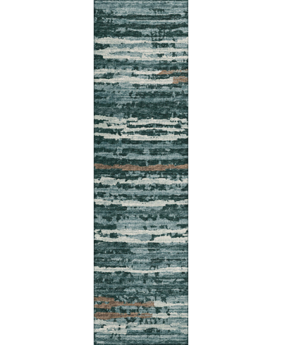 Addison Bravado Outdoor Washable Abv34 2'3" X 7'6" Runner Area Rug In Onyx