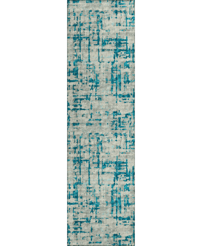 Addison Bravado Outdoor Washable Abv35 2'3" X 7'6" Runner Area Rug In Teal